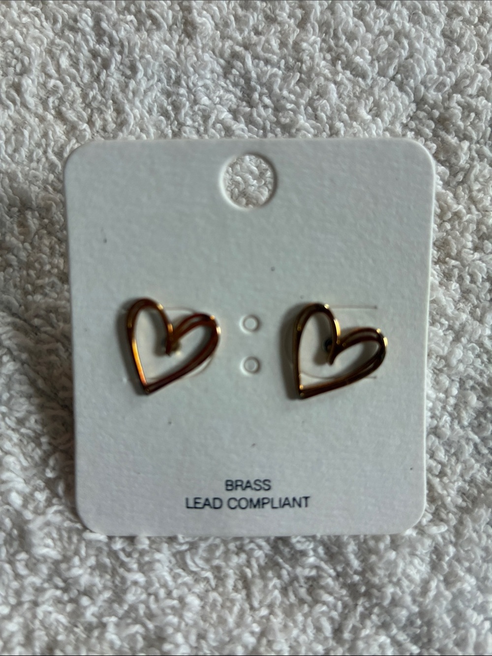 Gold Heart Outline Stud Earrings